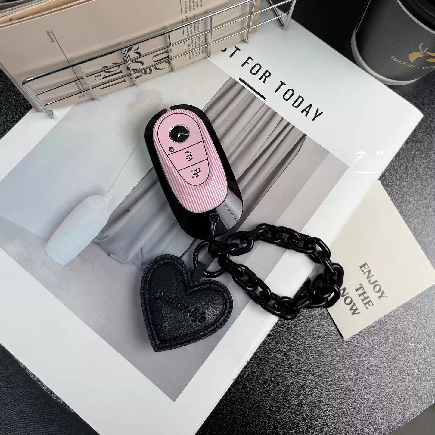 Pink & Black key cover for Mercedes Benz new C-class A-class E-class S-class