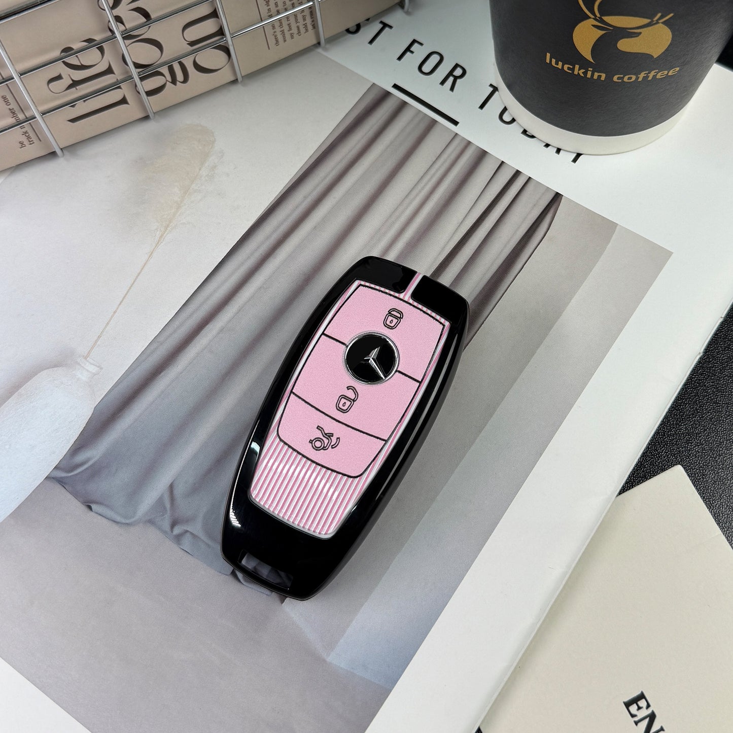 Pink & Black key cover for Mercedes Benz new C-class A-class E-class S-class