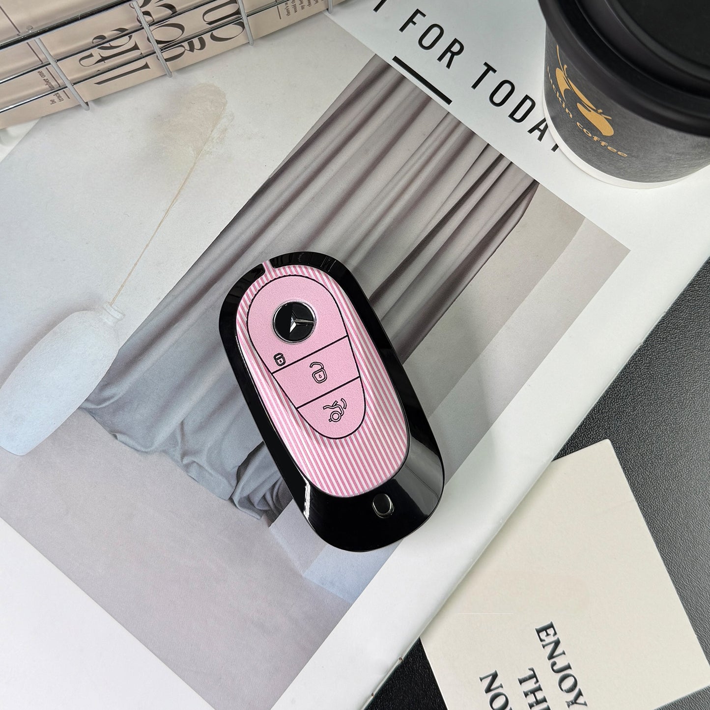 Pink & Black key cover for Mercedes Benz new C-class A-class E-class S-class