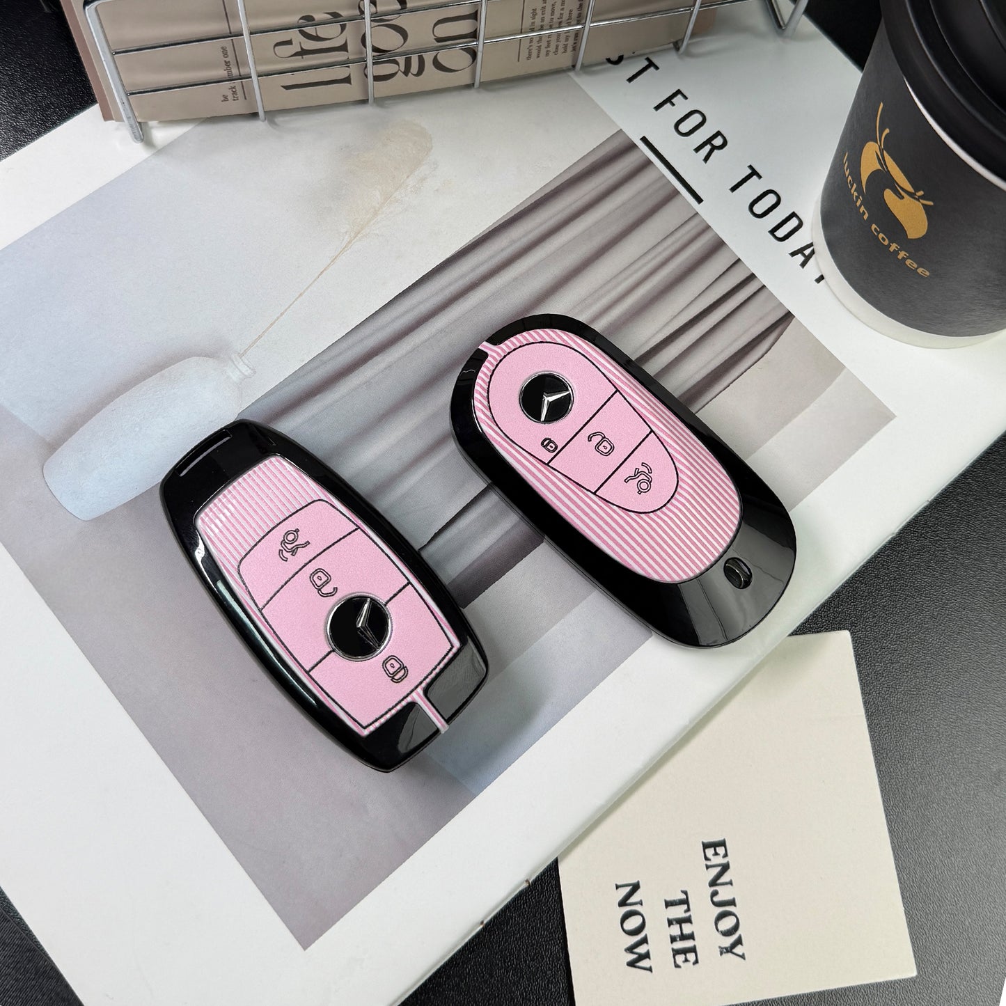 Pink & Black key cover for Mercedes Benz new C-class A-class E-class S-class