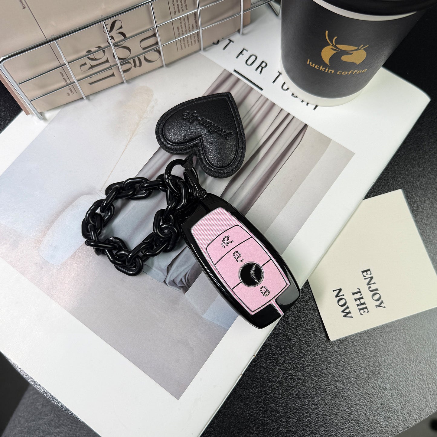 Pink & Black key cover for Mercedes Benz new C-class A-class E-class S-class