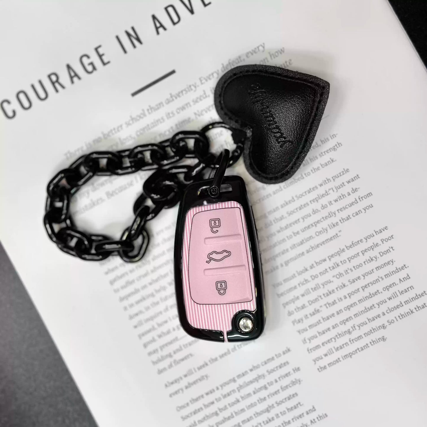 Pink and black Audi car key cover suitable for Audi A6L A4L/Q5L/A3/Q3/Q2L/A5/Q7/A8