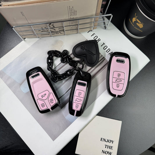 Pink and black Audi car key cover suitable for Audi A6L A4L/Q5L/A3/Q3/Q2L/A5/Q7/A8